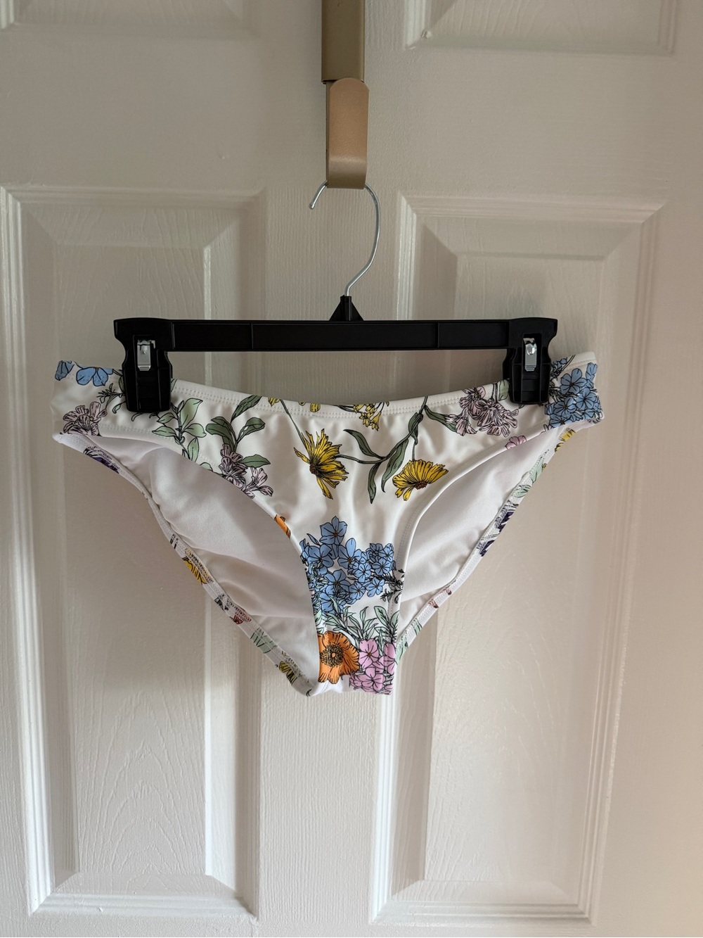 Kona Sol Swim Bottoms White with Multicolored Flowers